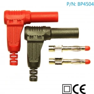 Conector banana macho 4mm 90 graus BP4504 (1 vermelho e 1 preto) Amass