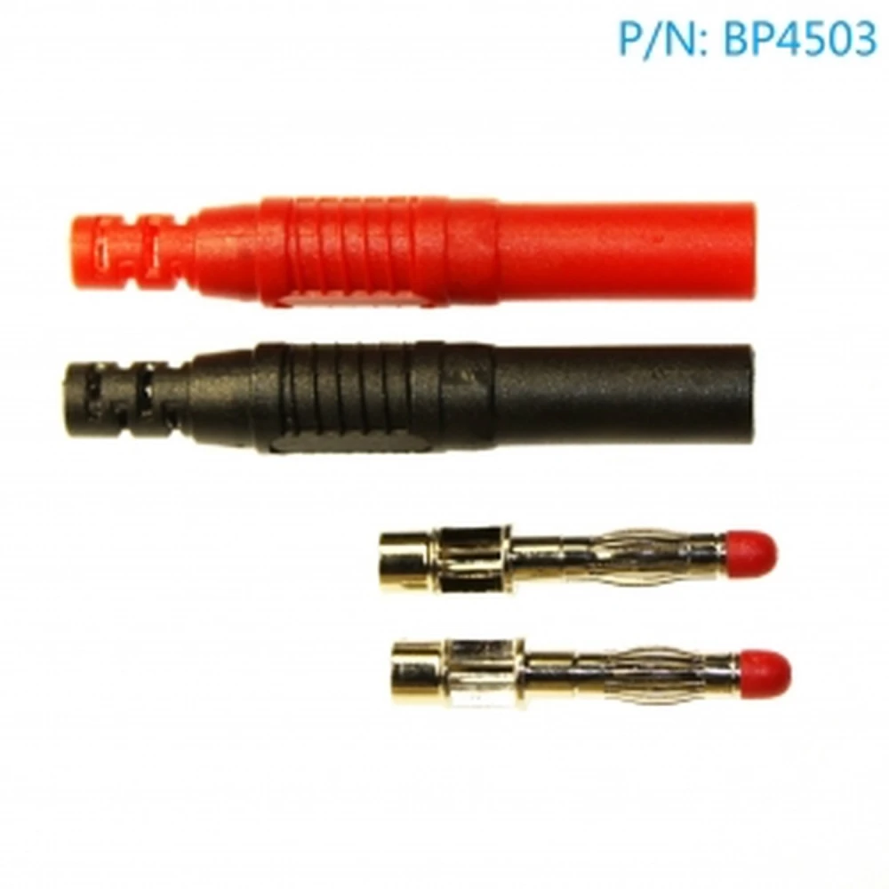 Conector banana macho 4mm reto BP4503 com 1 vermelho e 1 preto