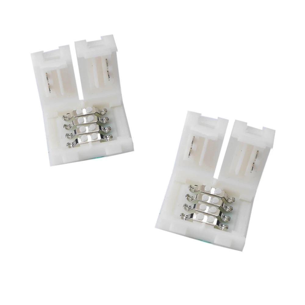 Conector clip LED 4 pinos 10mm 5050 RGB para fitas LED