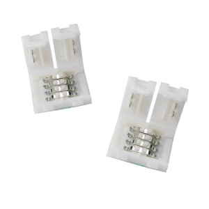 Conector clip LED 4 pinos 10mm 5050 RGB para fitas LED
