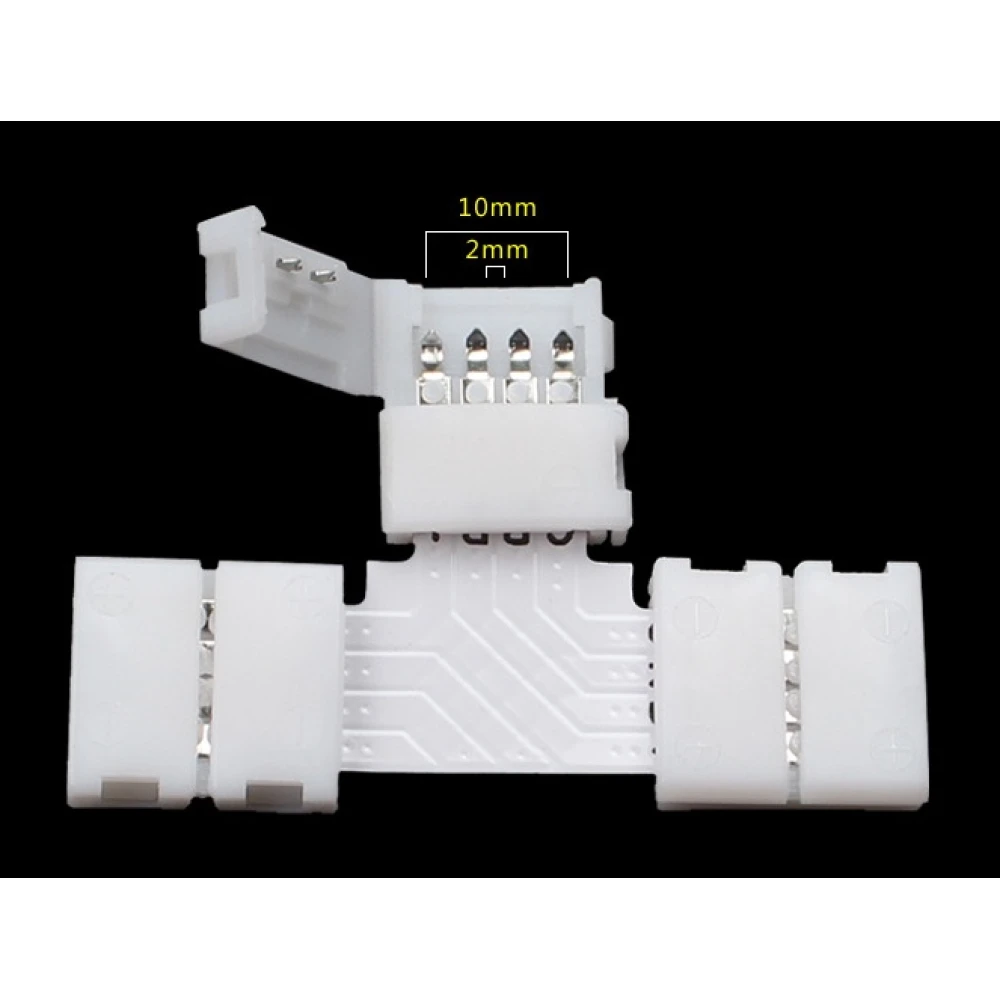 Conector LED em T 4 pinos 10mm 5050 RGB YourLed