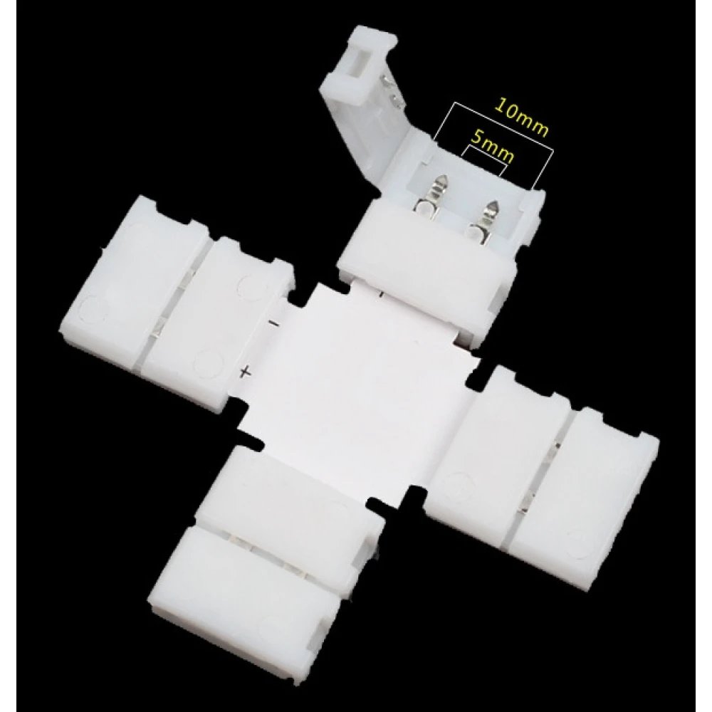 Conectores de Clip LED em X 10mm 2Pin 5050 RGB para Fitas LED