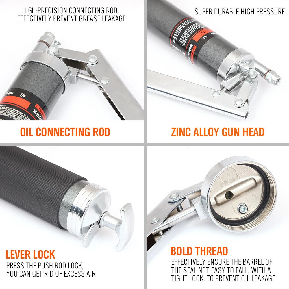 Pistola de massa manual 600ml com bomba de massa e mangueira de alta pressão