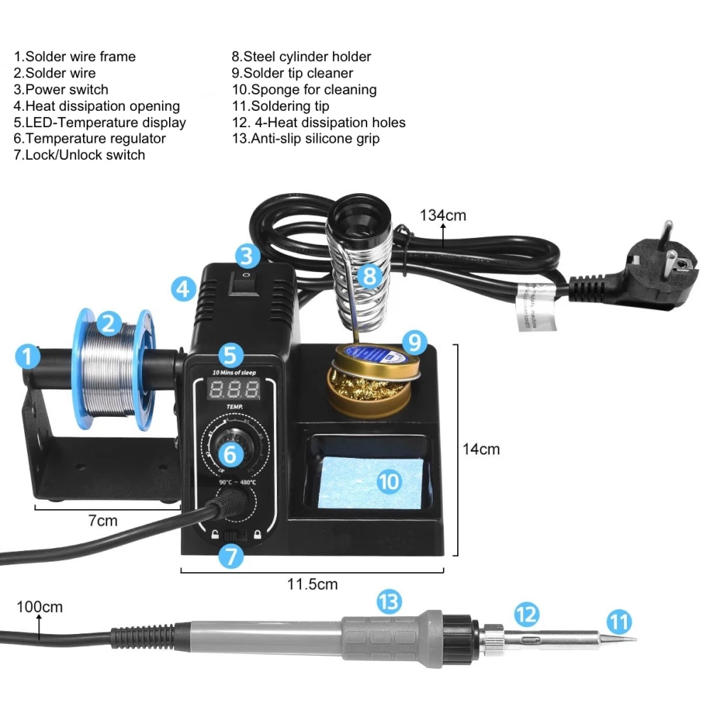 Estação de soldadura digital Mlink S1 60W com display LED e bloqueio de temperatura