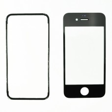 Tela De Vidro Do Iphone 4s Preto + Quadro Adesivo