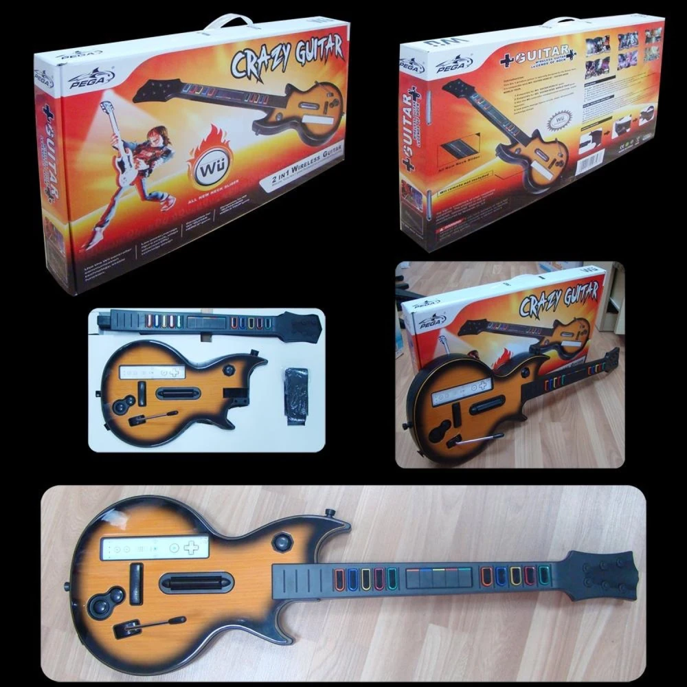 Guitarra sem fios Wii Crazy Guitar para jogos musicais compatíveis