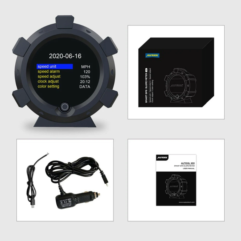 Inclinómetro multifuncional Autool X95 com giroscópio multieixo e sistema GPS