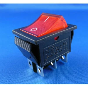 Interruptor basculante vermelho com neon 6 pinos KCD4 da satkit