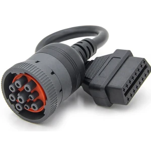 Cabo Adaptador J1939 de 9Pin para OBD2 16Pin para Diagnóstico Profissional