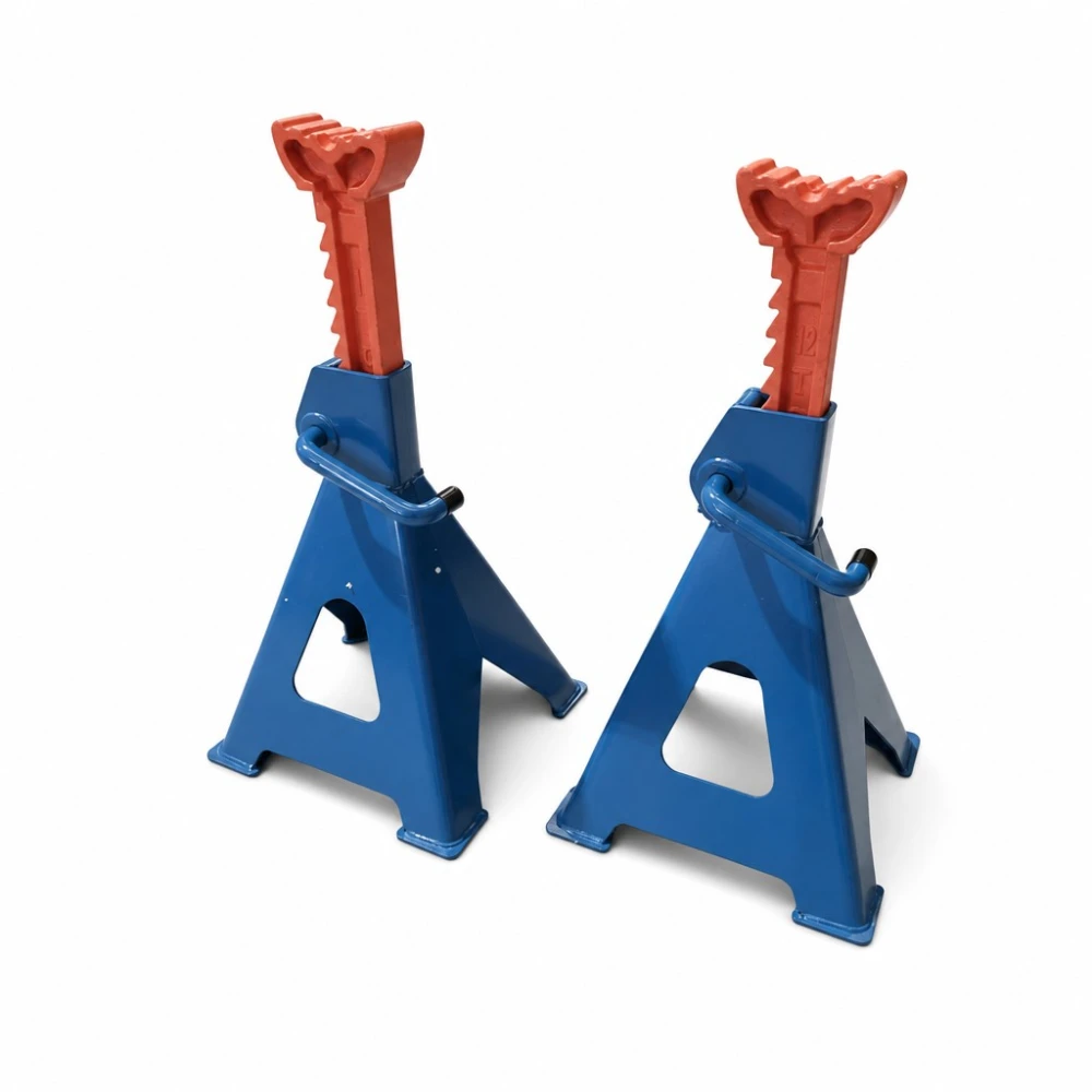 Jogo de 2 Cavaletes 12 Toneladas com Dupla Segurança — Suportes de Aço Reguláveis 46-76 cm para Carro, Carrinha, Camião e Maquinaria TSX TOOL
