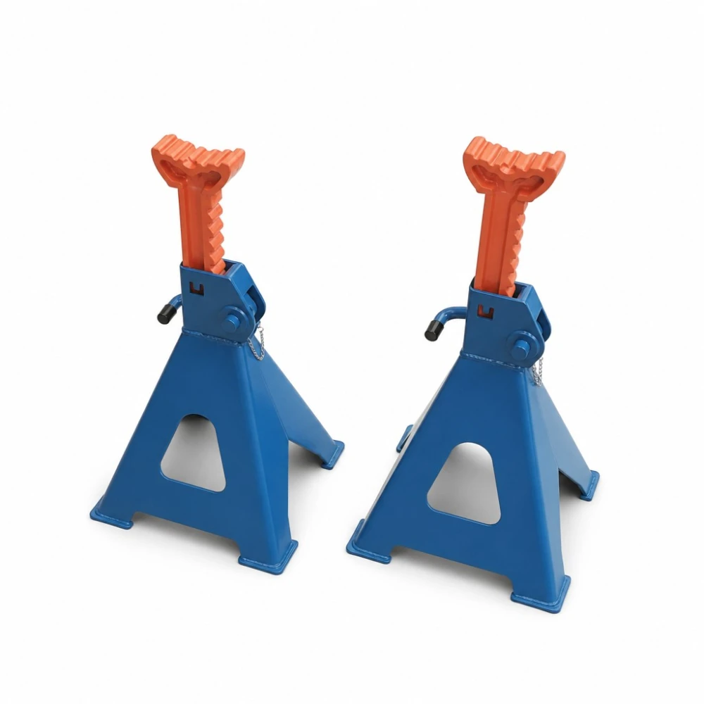 Jogo de 2 Cavaletes 12 Toneladas com Dupla Segurança — Suportes de Aço Reguláveis 46-76 cm para Carro, Carrinha, Camião e Maquinaria TSX TOOL