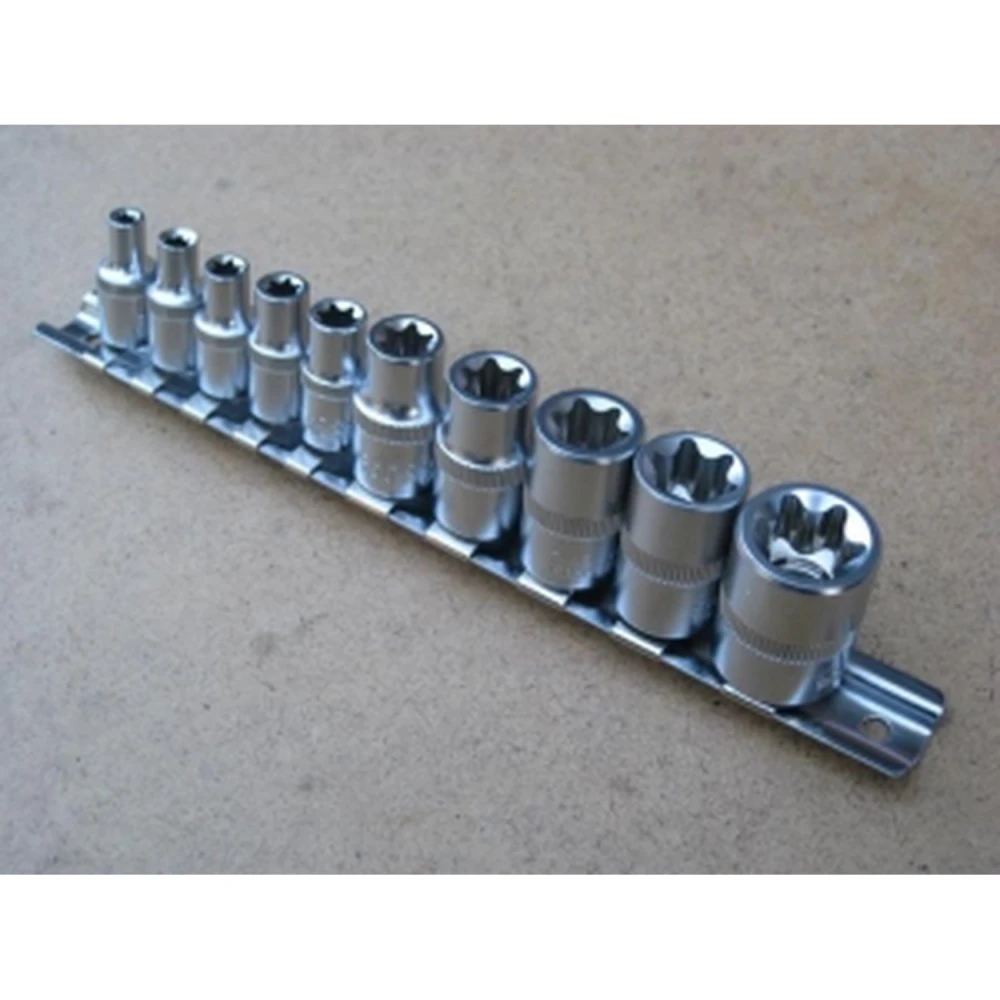 Jogo de chaves Torx fêmea 1/4 - 10 peças TSX TOOL em aço cromo vanádio