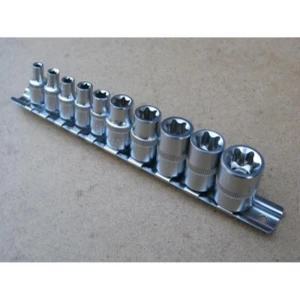 TSX TOOL Jogo de chaves Torx fêmea 1/4 - 10 peças TSX TOOL em aço cromo vanádio