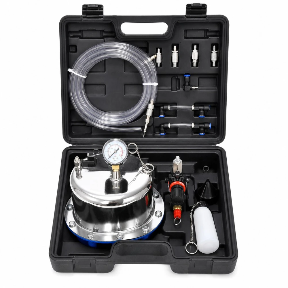 Kit Purgador de Travões e Embraiagem Pneumático a Pressão 5L com Manómetro e Adaptadores