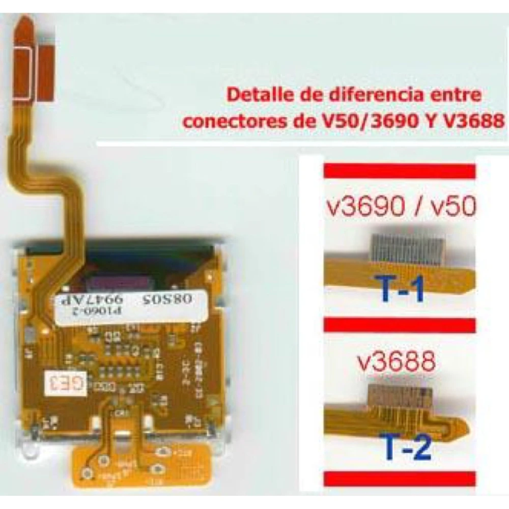 LCD Motorola V3688 com cabo flex para reparação e substituição