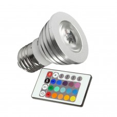 Bulbo claro do diodo Emissor de luz E27 3W RGB com controle remoto LED LIGHTS  2.00 euro - satkit