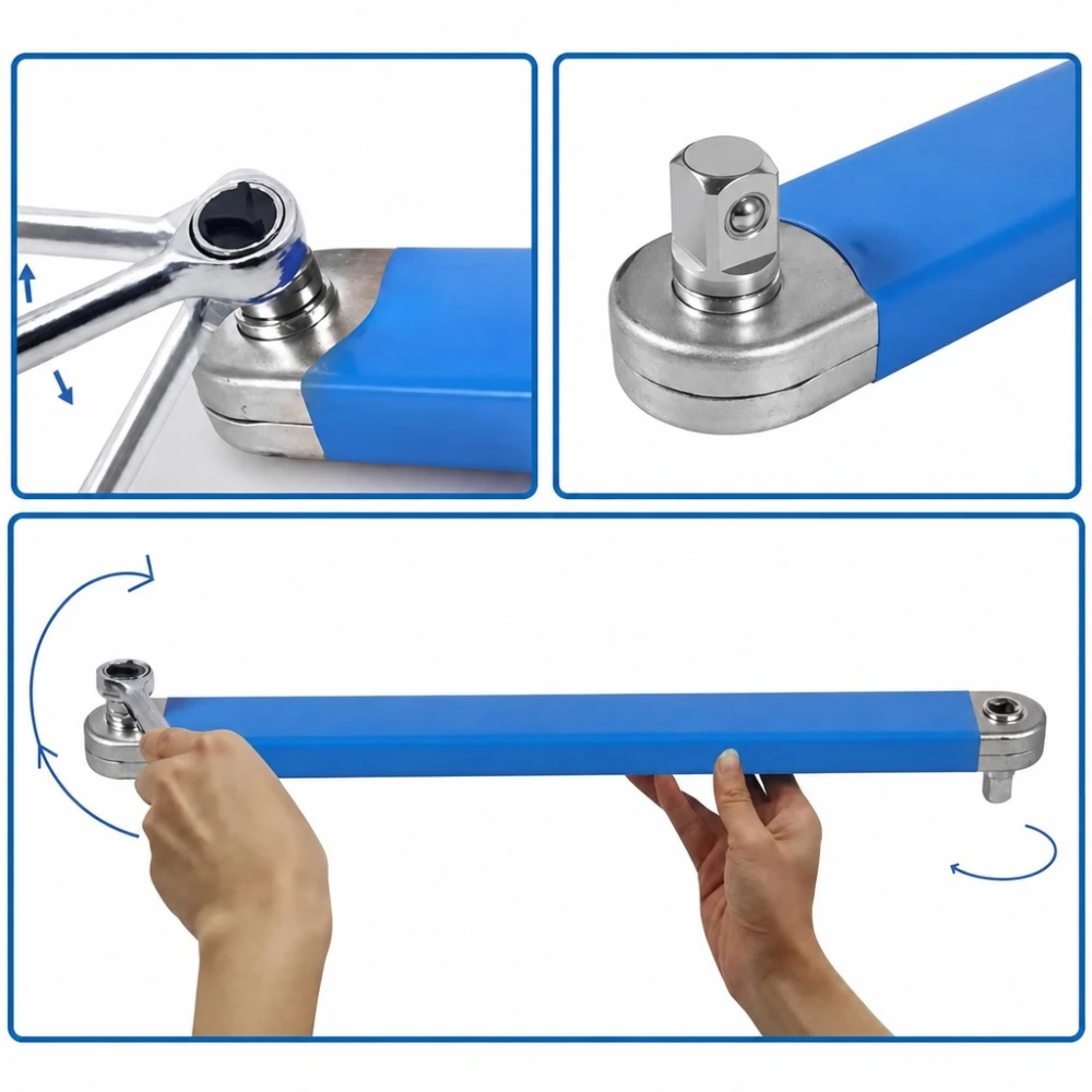 Chave Estrela Articulada Extra-Longa 390mm Boca Dupla Profissional Aço Cr-V
