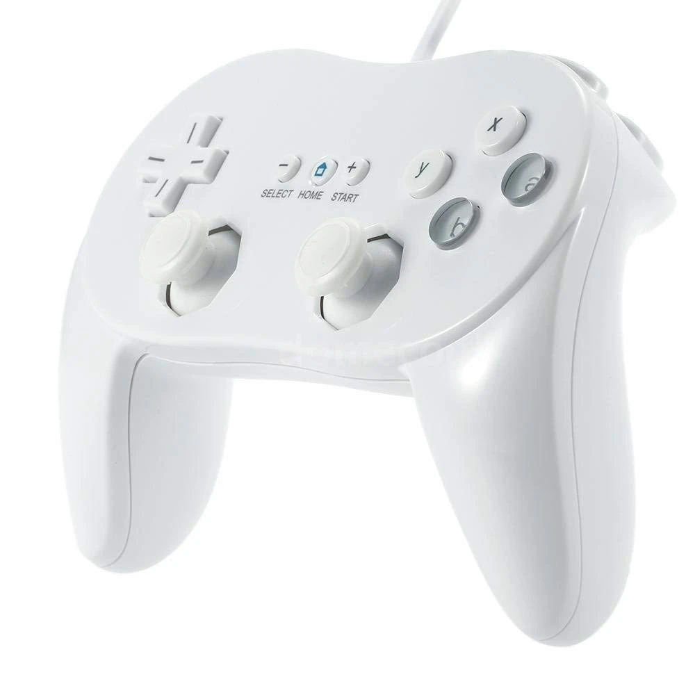 Vista frontal del mando clásico pro para Wii en blanco