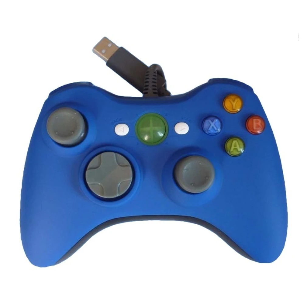 Comando com fio Xbox 360 compatível azul para jogo confortável e preciso