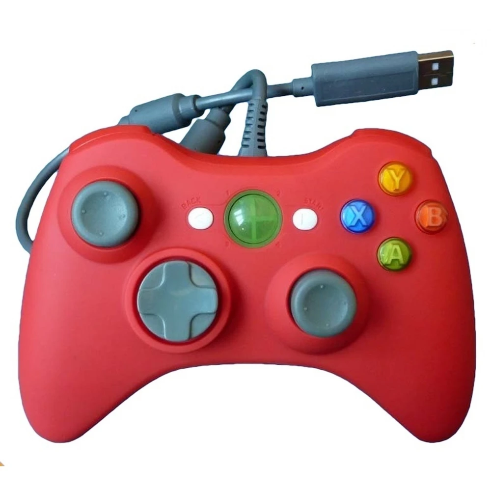 Comando com fio Xbox 360 compatível vermelho para máximo conforto e controlo