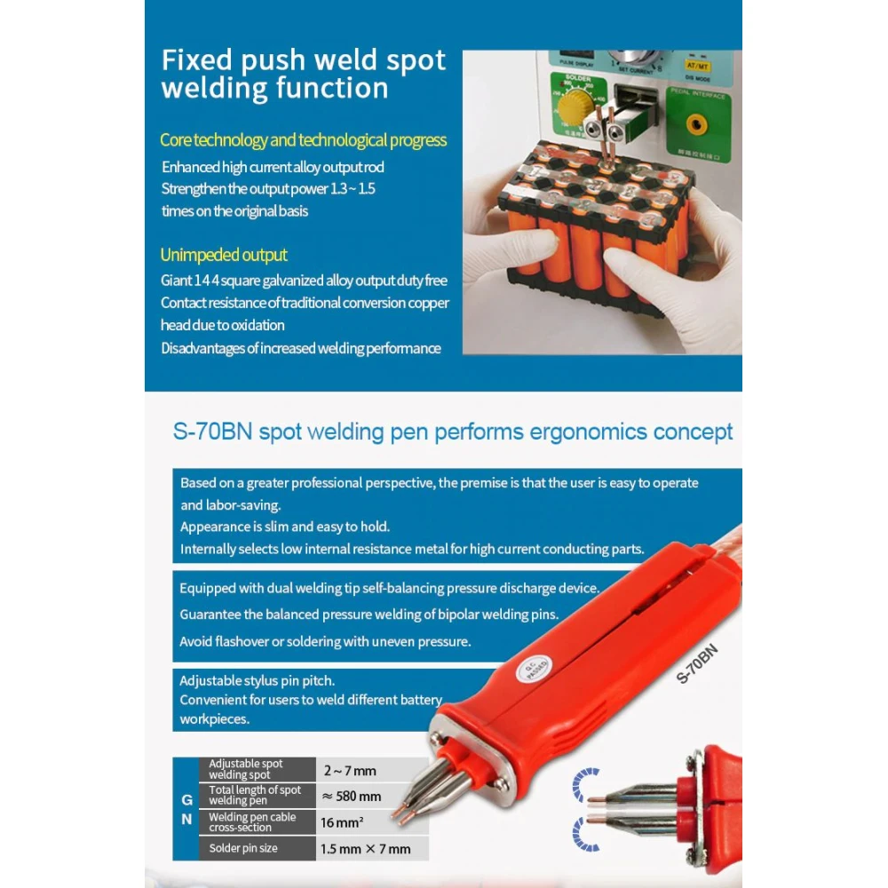 Máquina de soldadura por pontos Sunkko 709AD+ 220V com soldador para bateria de lítio 18650