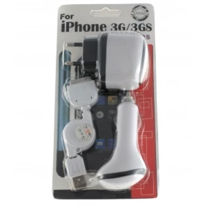 Pack 3 em 1 de carregadores para Apple iPod, iTouch, iPhone 3G
