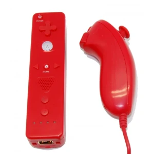 Pack Comando Wii Remote com Motion Plus incorporado e Nunchuck Compatível Vermelho
