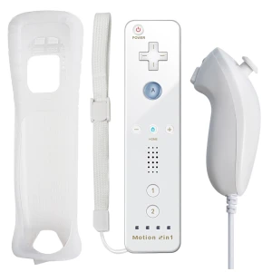 Pack comando Wii Remote com Wiimotionplus incorporado + Nunchuck compatível Wii branco