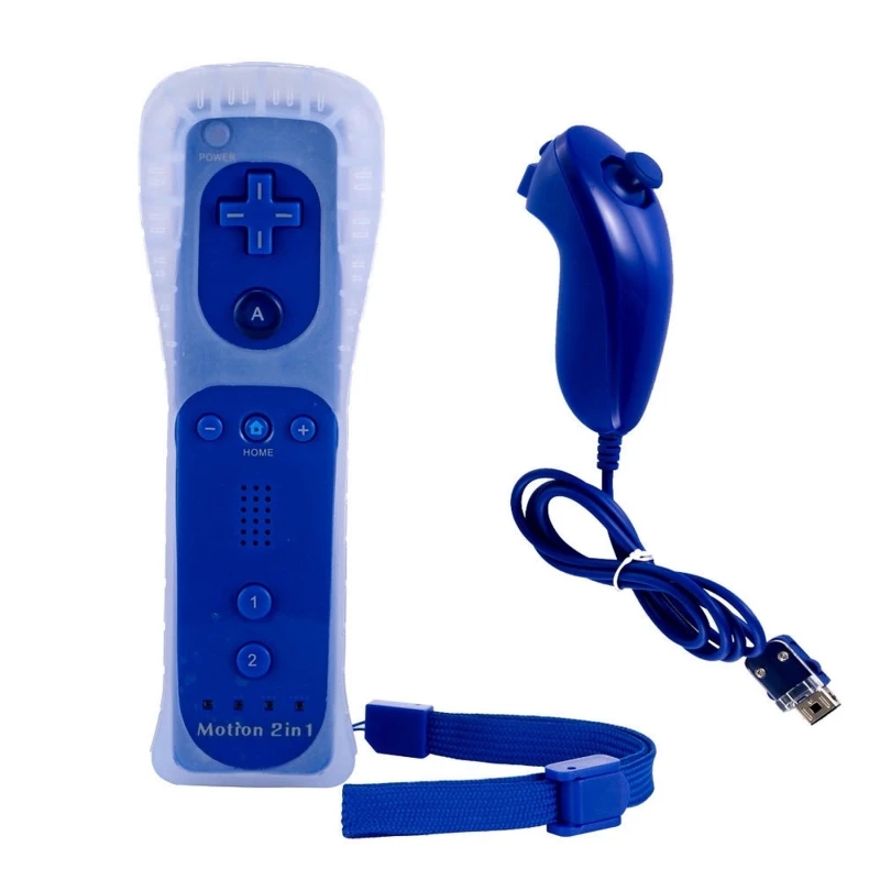 Pack comando Wii Remote Motion Plus + Nunchuck compatível Wii azul