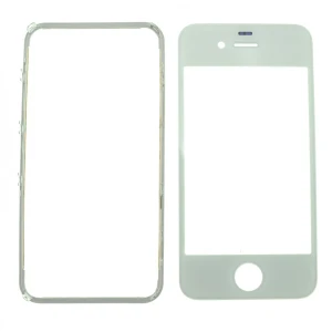 Ecrã de Vidro iPhone 4s Branco com Moldura Adesiva para Reparação