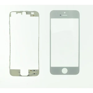 Ecrã de Vidro iPhone 5s Branco com Moldura Adesiva satkit
