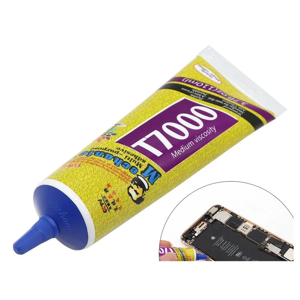 Cola Adesiva Multiusos Mechanic T-7000 Preta 50ml para Reparação de Ecrãs