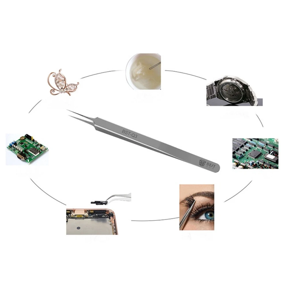 Pinças extrafinas para eletrónica Best Q3 retas para retirar componentes eletrónicos