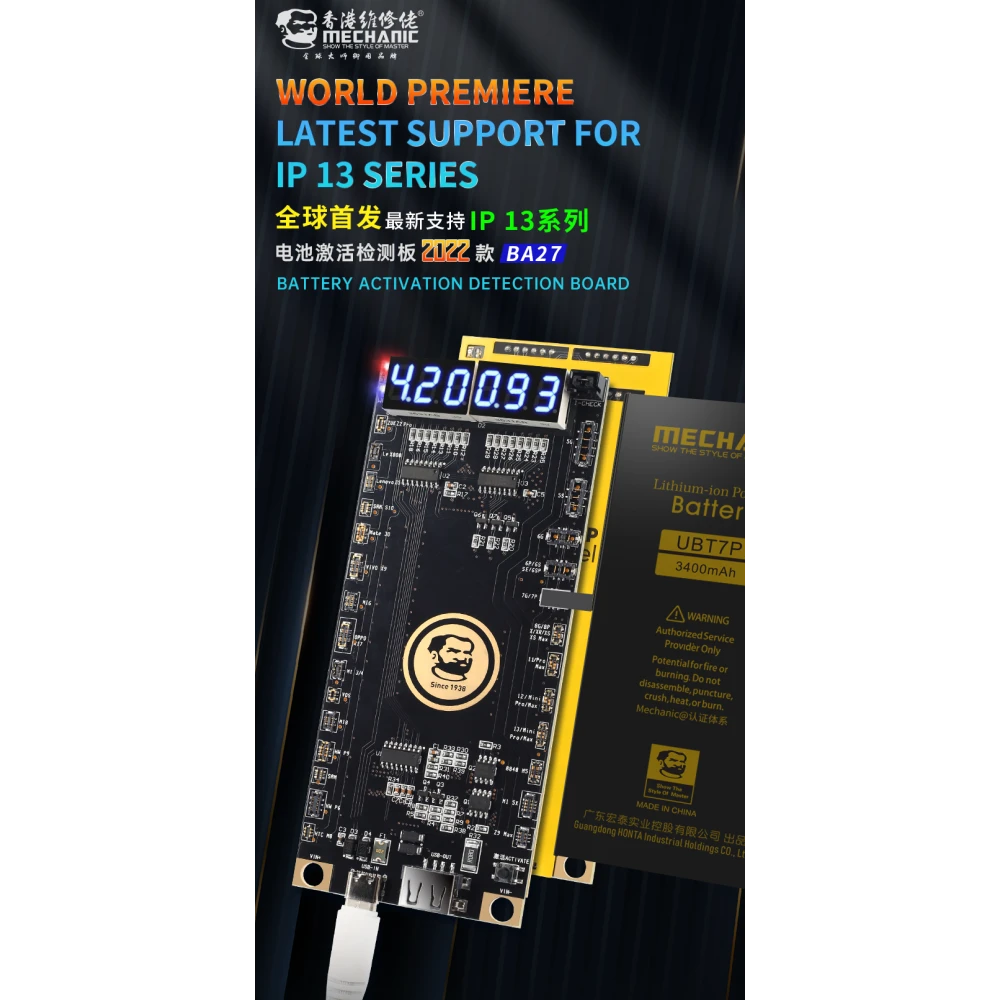 Placa de ativação de bateria Mechanic BA27 para iPhone e Android