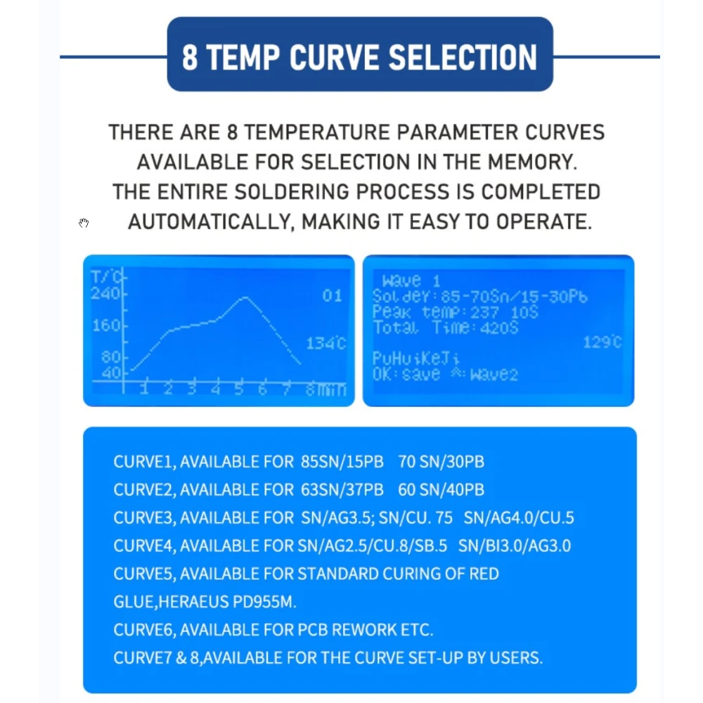 Puhui T-962 V2.0 forno de refluxo infravermelho para PCB e SMD BGA