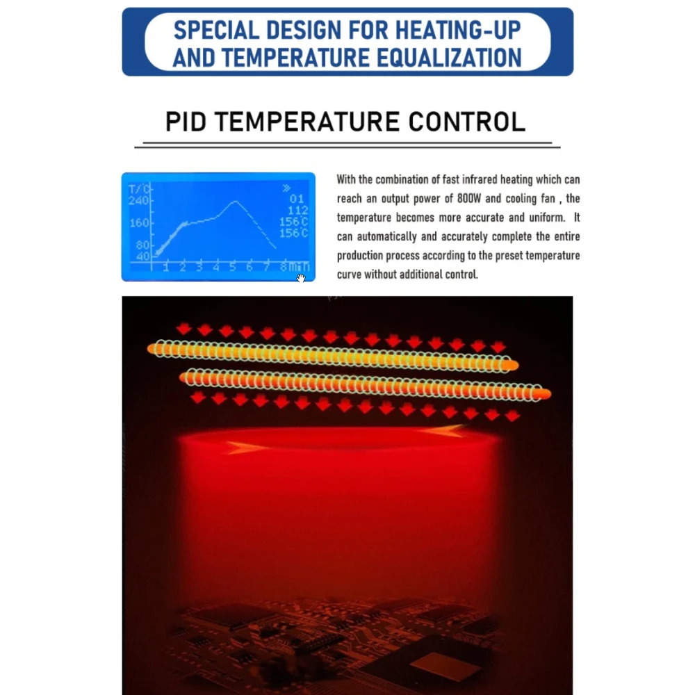 Puhui T-962 V2.0 forno de refluxo infravermelho para PCB e SMD BGA