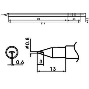 Ponta de soldar Aoyue LF-08LD com resistência incluída para estações de soldadura