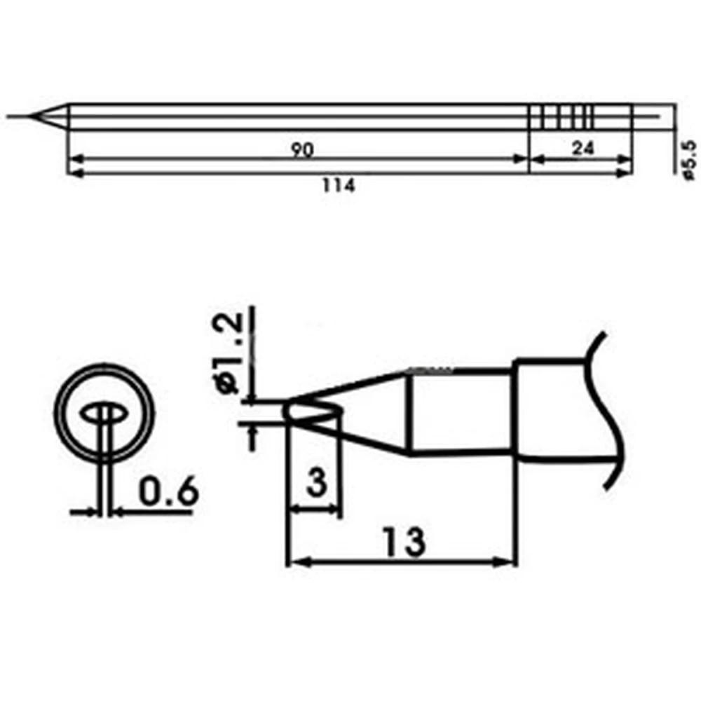 Ponta de soldador Aoyue LF-12LD com resistência incluída para estações de soldadura