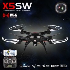 Preto - Quadcopter Drone Syma X5sw Fpv Explorers 2.4 Ghz 4ch 6axis Gyro Rc Com Câmera Hd E Wi-Fi