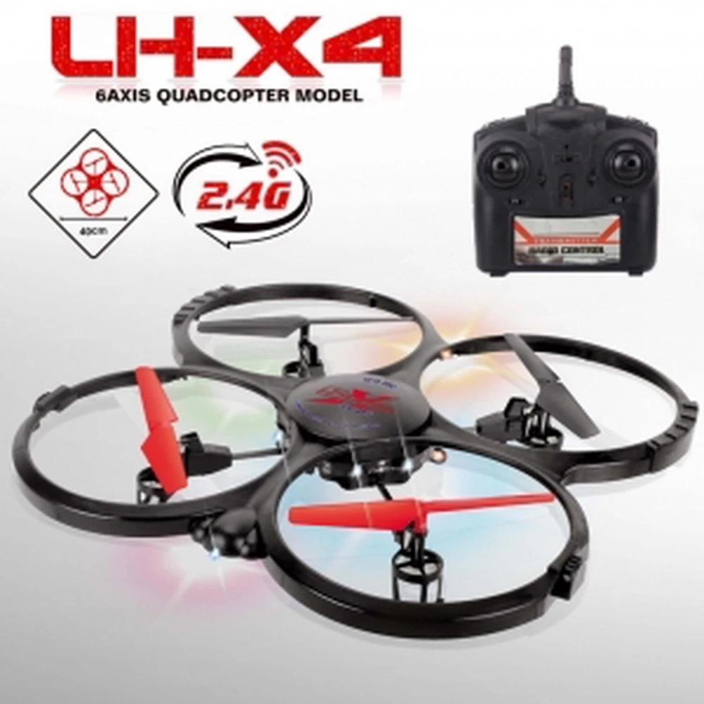 Quadricóptero LH-X4 2,4GHz 4 canais com 6 eixos e giroscópio, tamanho 32,5cm