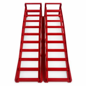 TSX TOOL Rampas de Aço para Carro 2 Toneladas (4.400 lbs) — Set de 2 Rampas de Serviço Portáteis para Troca de Óleo e Manutenção, Vermelhas TSX TOOL