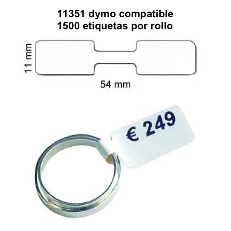 Rolo de etiquetas adesivas compatível Dymo 11351 - 1500 un. 54x11mm