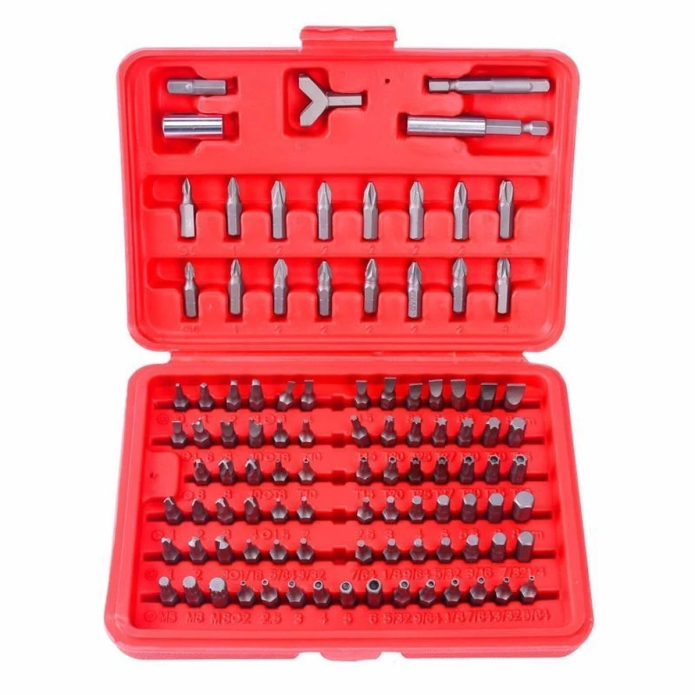 Set de pontas para aparafusadora magnético 100 peças TSX TOOL - Kit Hex e Torx