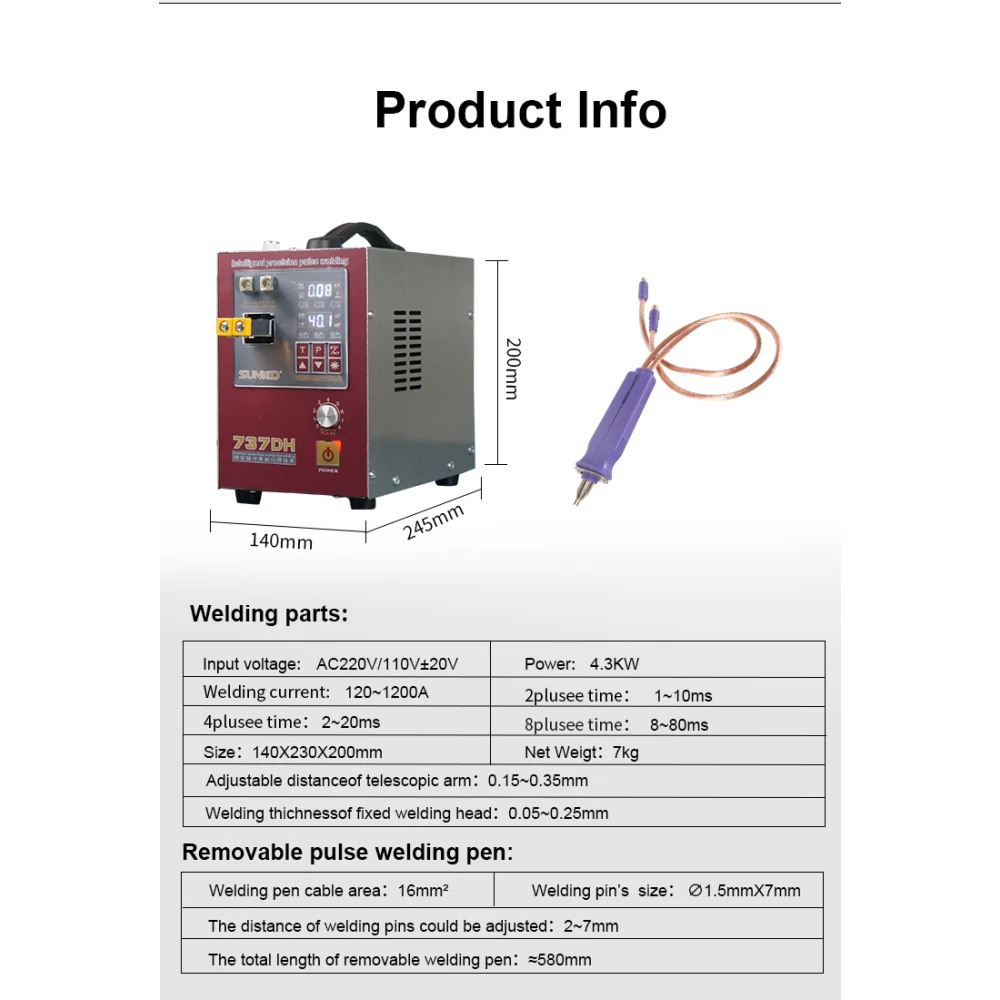 Soldadora por pontos Sunkko 737DH para montagem de baterias 18650 14500 21700