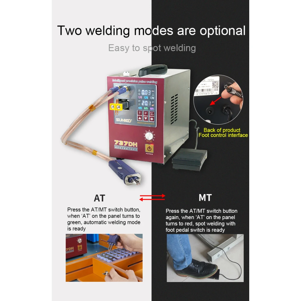 Soldadora por pontos Sunkko 737DH para montagem de baterias 18650 14500 21700