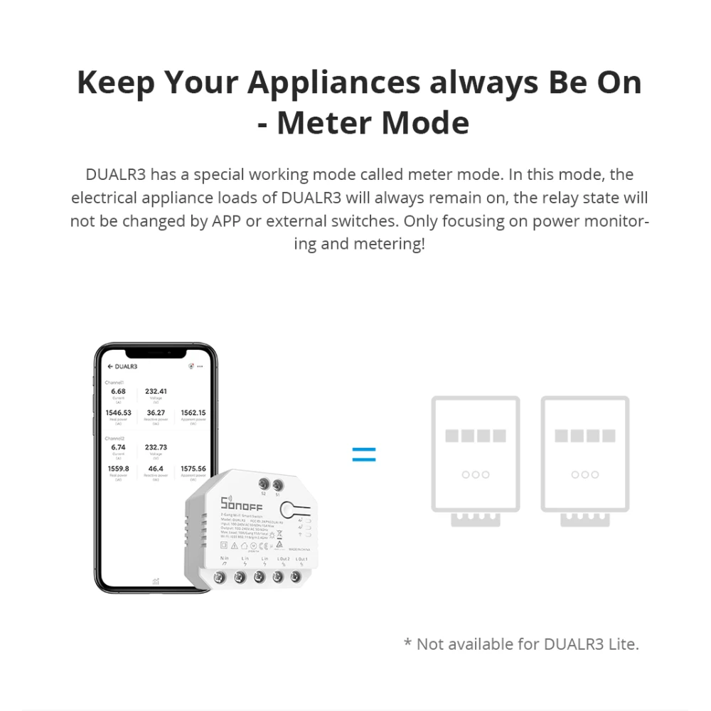 SONOFF DUAL R3 interruptor inteligente duplo com medição de potência
