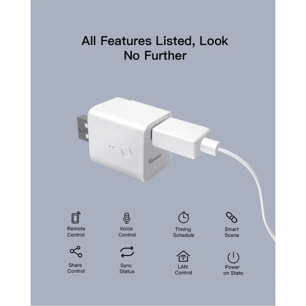 SONOFF Micro adaptador USB WiFi inteligente para controlo remoto e automação