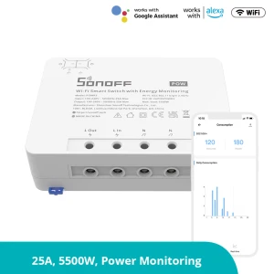 SONOFF Pow R3 - Interruptor Inteligente WiFi de Alta Potência com Monitorização