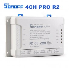 Sonoff 4CH Pro R2 WiFi WiFi Wireless Smart Switch 433MHZ 4 Way Din Rail Montagem Timer Controlo por voz 