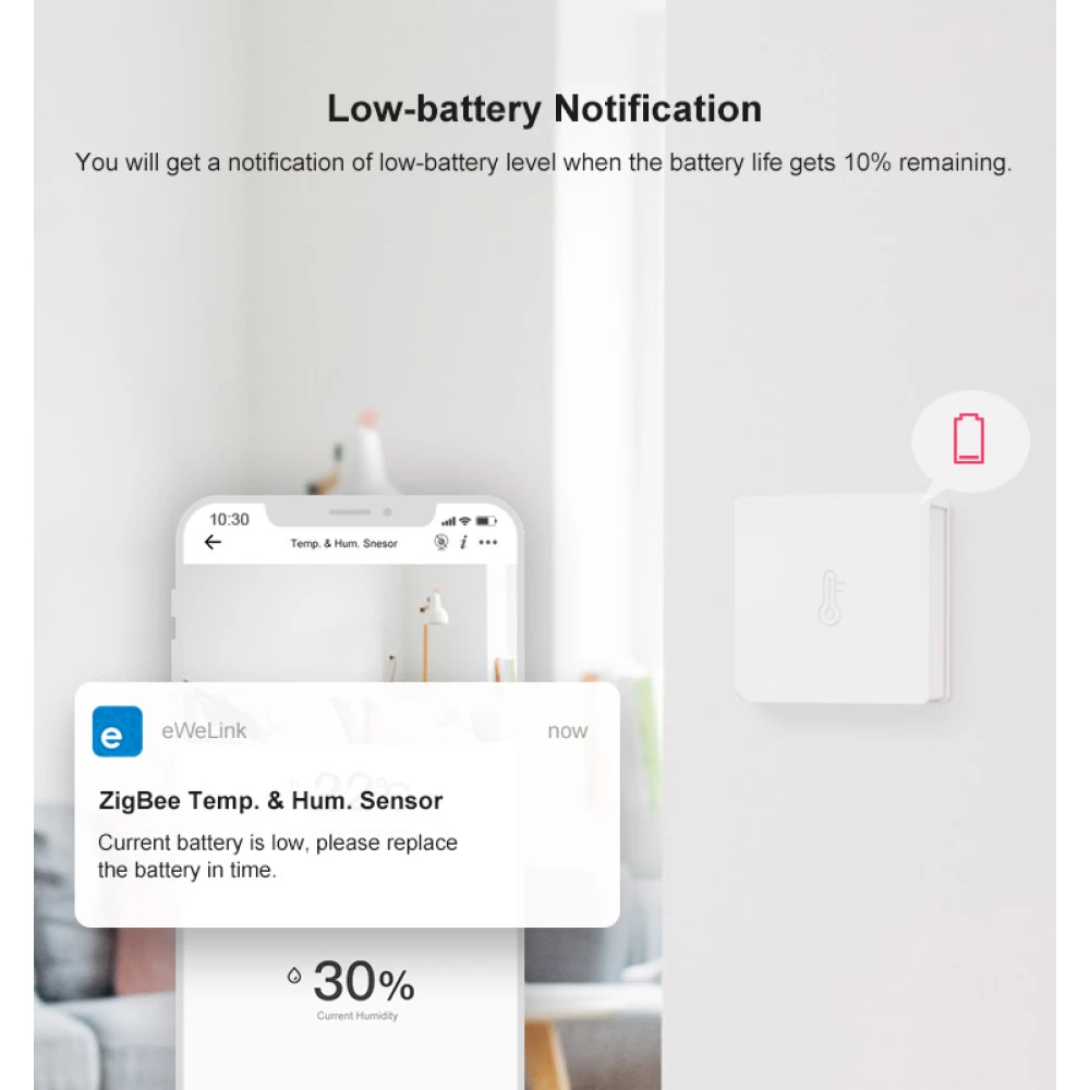 SONOFF SNZB-02 sensor de temperatura y humedad ZigBee junto a ZigBee Bridge
